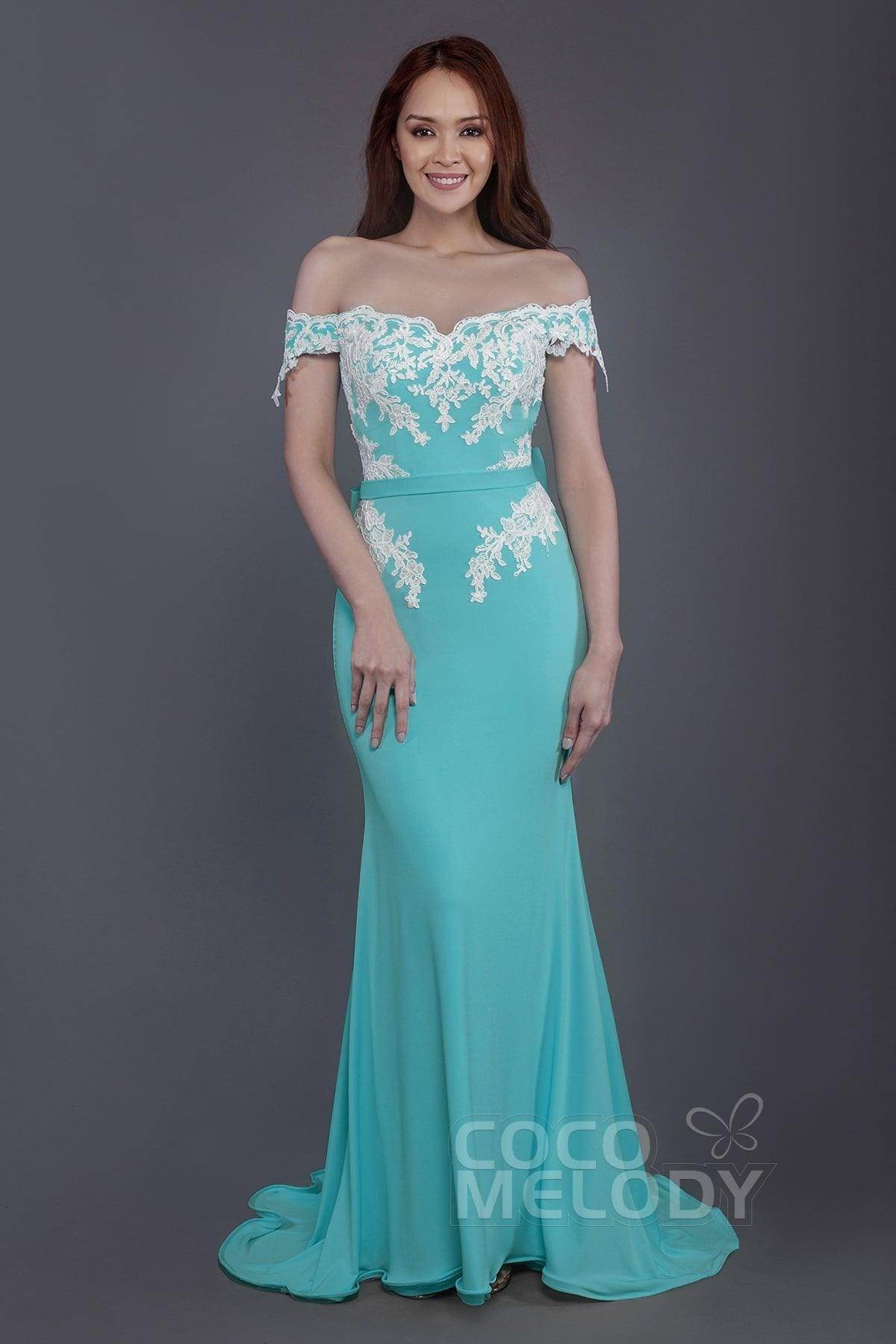 Mermaid Sweep Train Knitted Fabric Bridesmaid Dress PR3497 - COCOMELODY